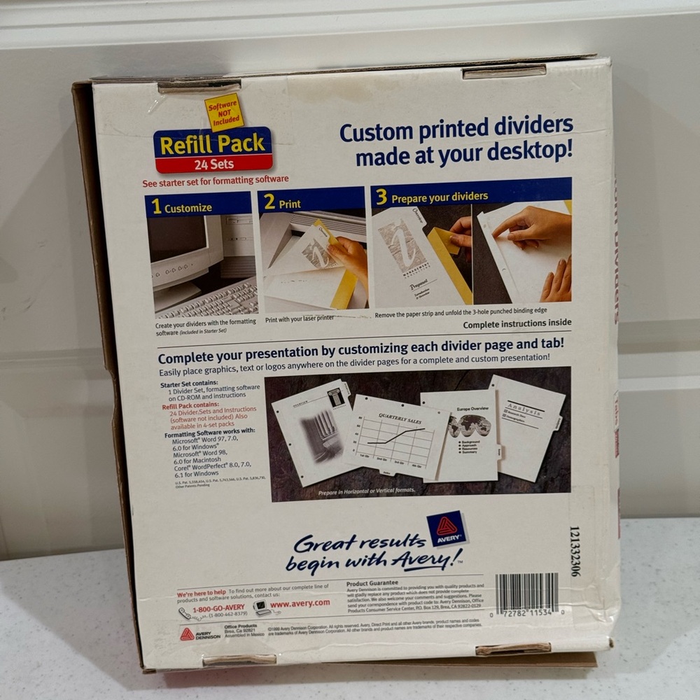 NEW Avery Laser Direct Print Custom Dividers with White Tabs ~ 24 Sets - Picture 6 of 8